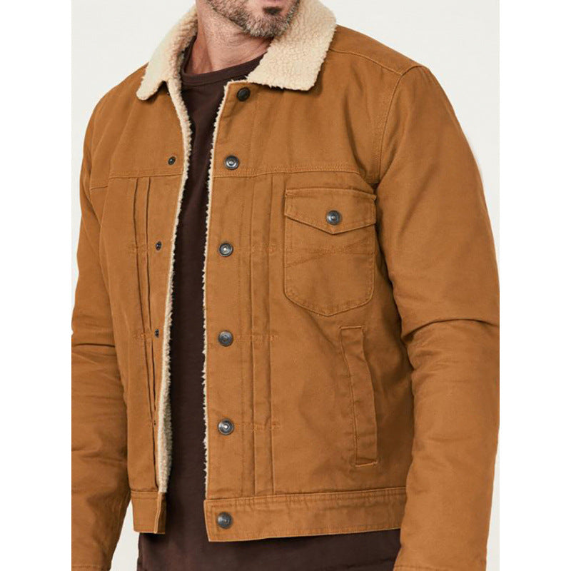 Herren Denimjacke Sherpa Futter Warm Modern