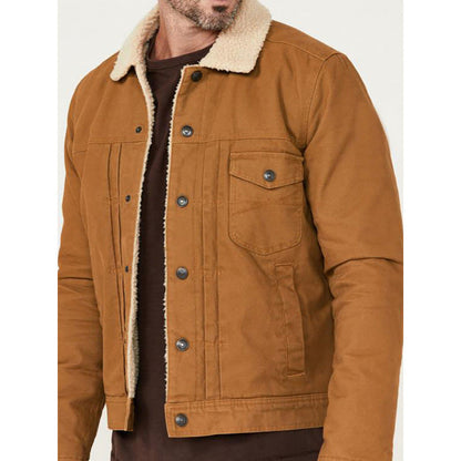 Herren Denimjacke Sherpa Futter Warm Modern