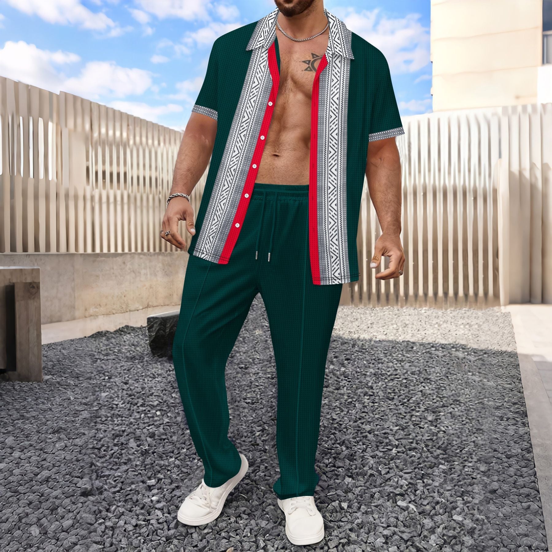 Herren Freizeithemd Modern mit Druck und atmungsaktiver Baumwolle - BerlinGlamour