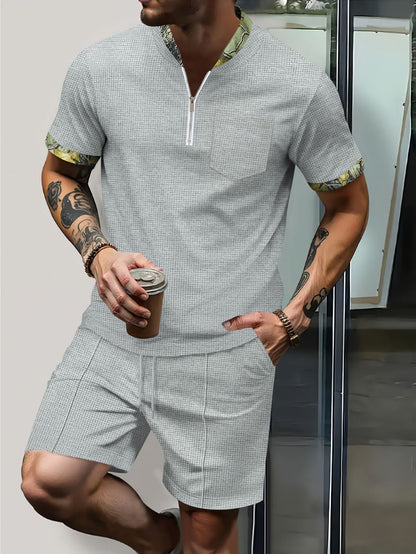 Herren Sport-Set Kurz Reißverschluss Schnürung Modern
