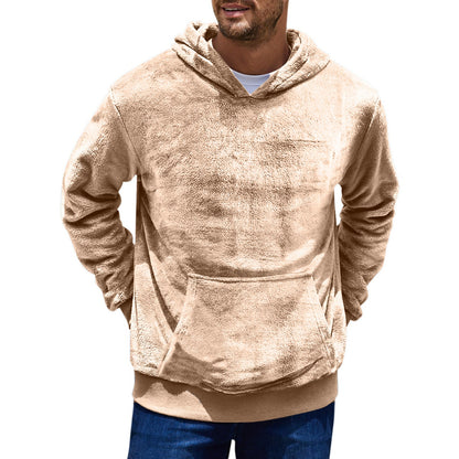 Herren Fleece Hoodie Kuschelig Mit Kängurutasche Grau