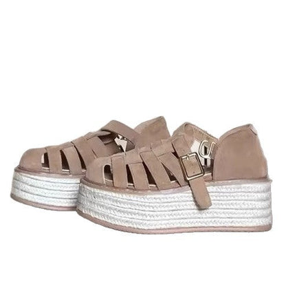 Damen Plattform-Sandalen Geflochtene Riemen Bequem Sommer