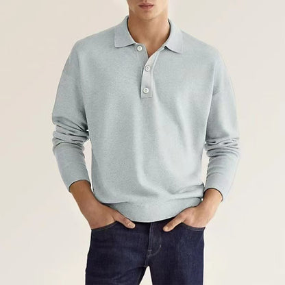 Herren Polo Sweatshirt Lässig Mit Knöpfen Modern