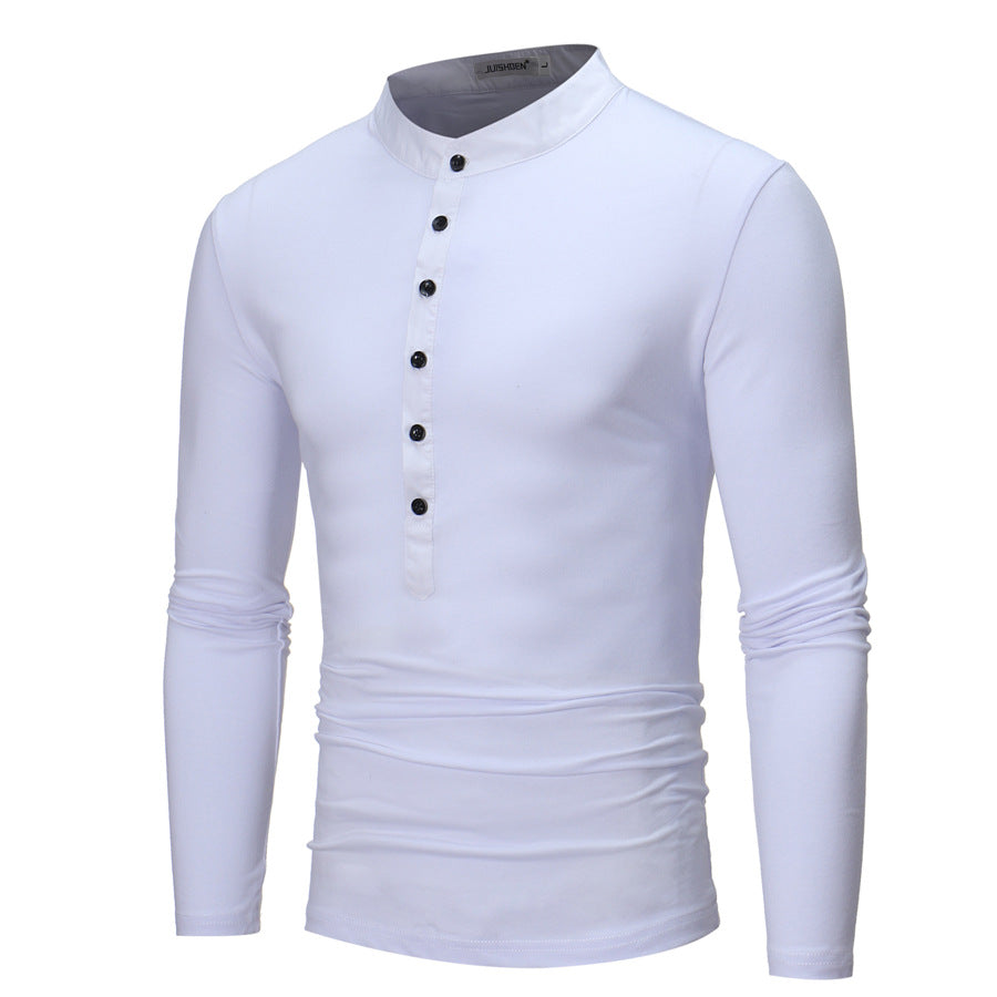 Herren Hemd Langarm Stehkragen Modern Knopfdesign