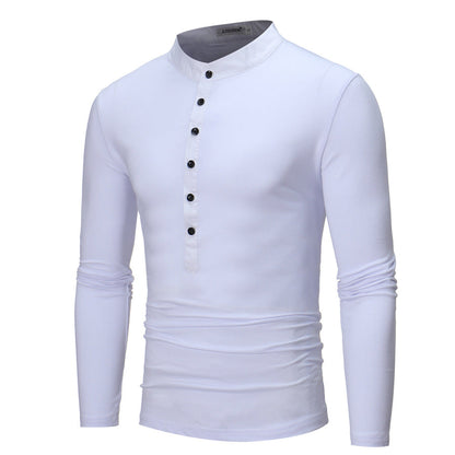 Herren Hemd Langarm Stehkragen Modern Knopfdesign