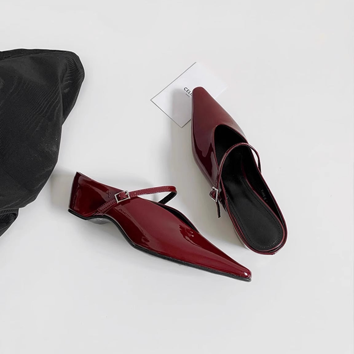 Damen Slingback Schuhe Elegante Spitze Riemen