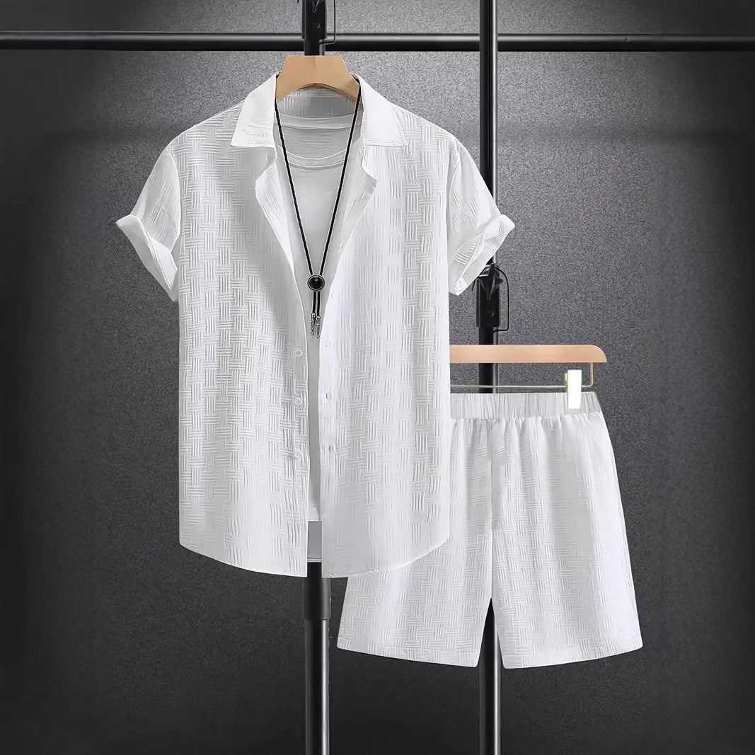 Herren Kurzarmhemd und Shorts Set Sommer Leicht Bequem - BerlinGlamour