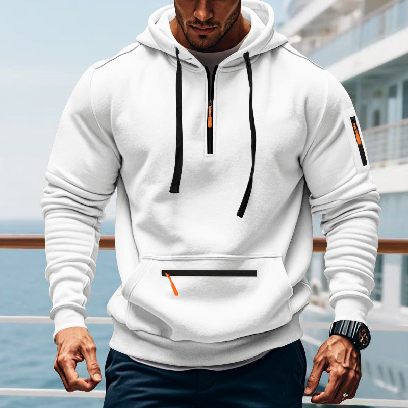 Herren Hoodie Sportlich Mit Reißverschlusstaschen Verstellbar
