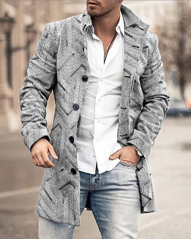 Herren Wollmantel Karo Modern Tailliert