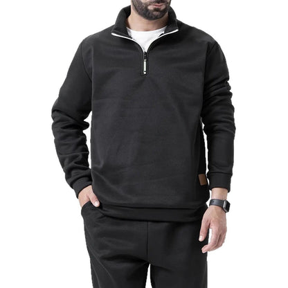 Herren Fleece Pullover Strukturiert Halbzipp