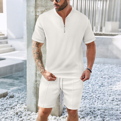Herren Sportset Kurzarm Reißverschluss Funktionsshirt