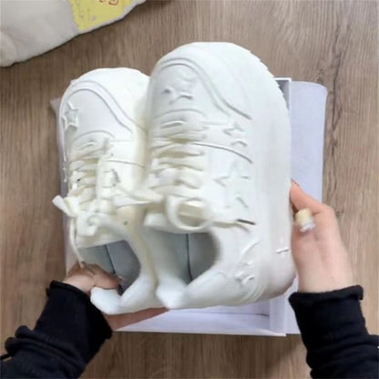 Damen Plateau Sneaker Sternen Muster Komfort Sohle