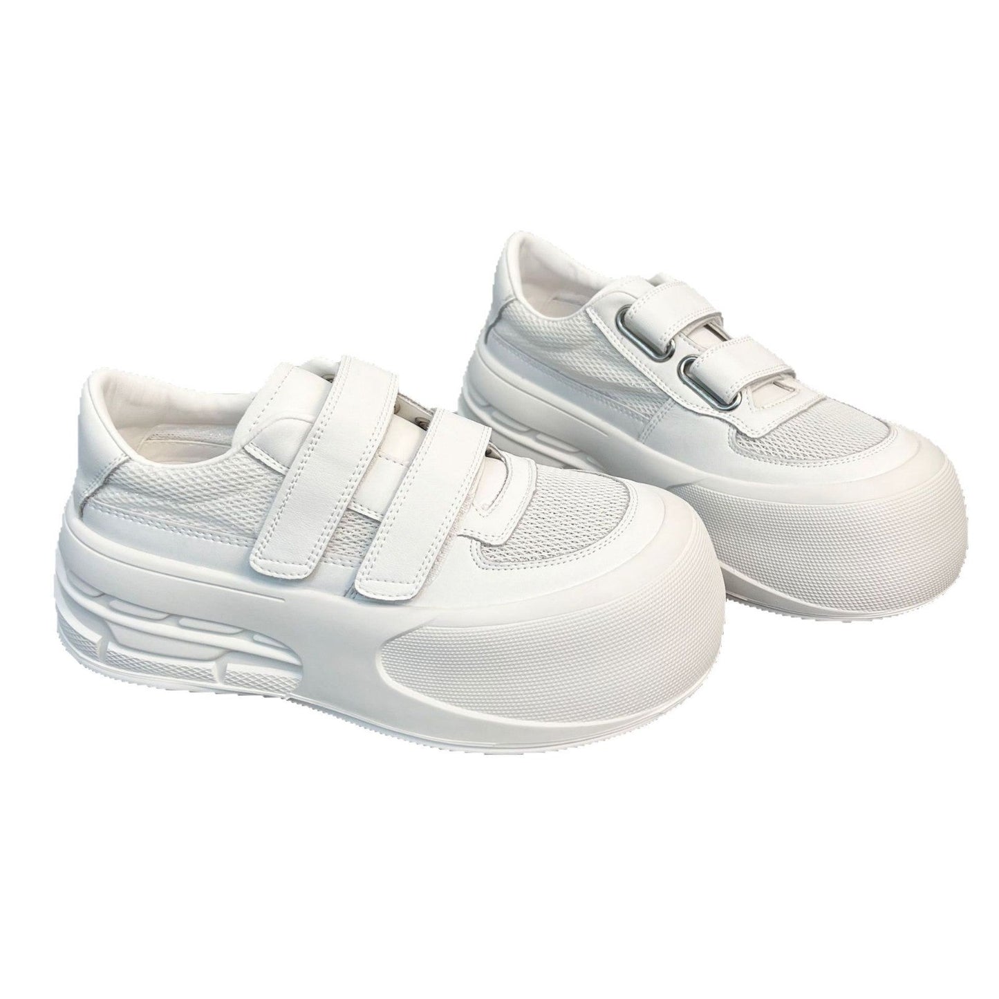 Damen Sneaker Sportlich Klettverschluss Weißen