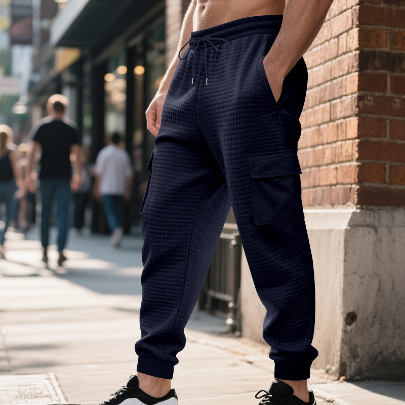 Herren Jogginghose Cargo Bequem Elastisch Grau