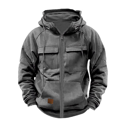 Herren Kapuzenjacke Fleece Warm mit Taschen