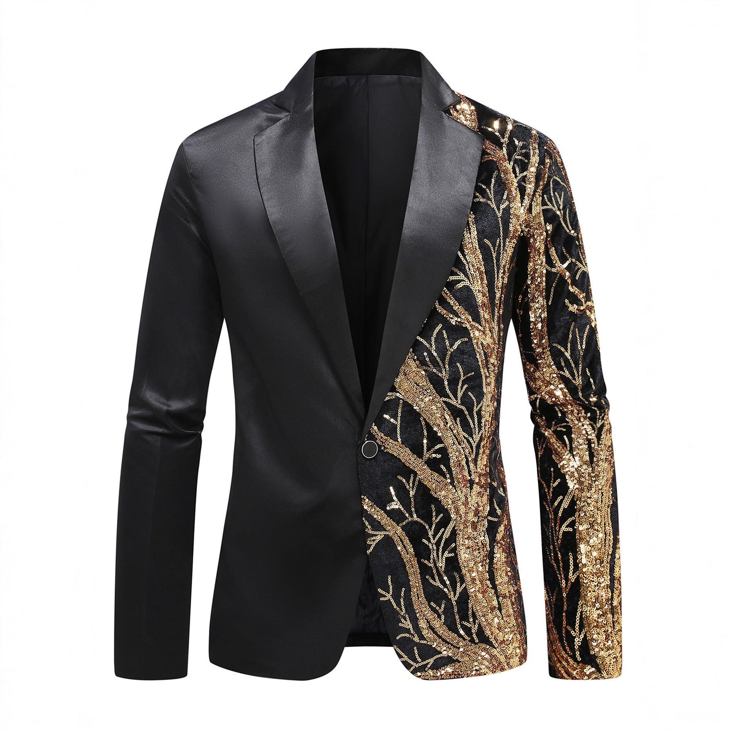 Herren Smoking Blazer mit Pailletten und Floralem Muster Elegant
