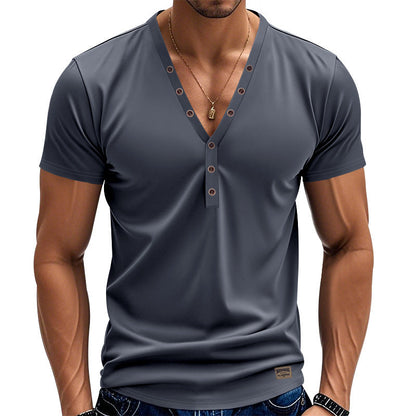Herren Kurzarm T-Shirt V-Ausschnitt Modern