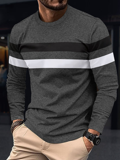 Herren Langarmshirt Sportlich Streifen Modern