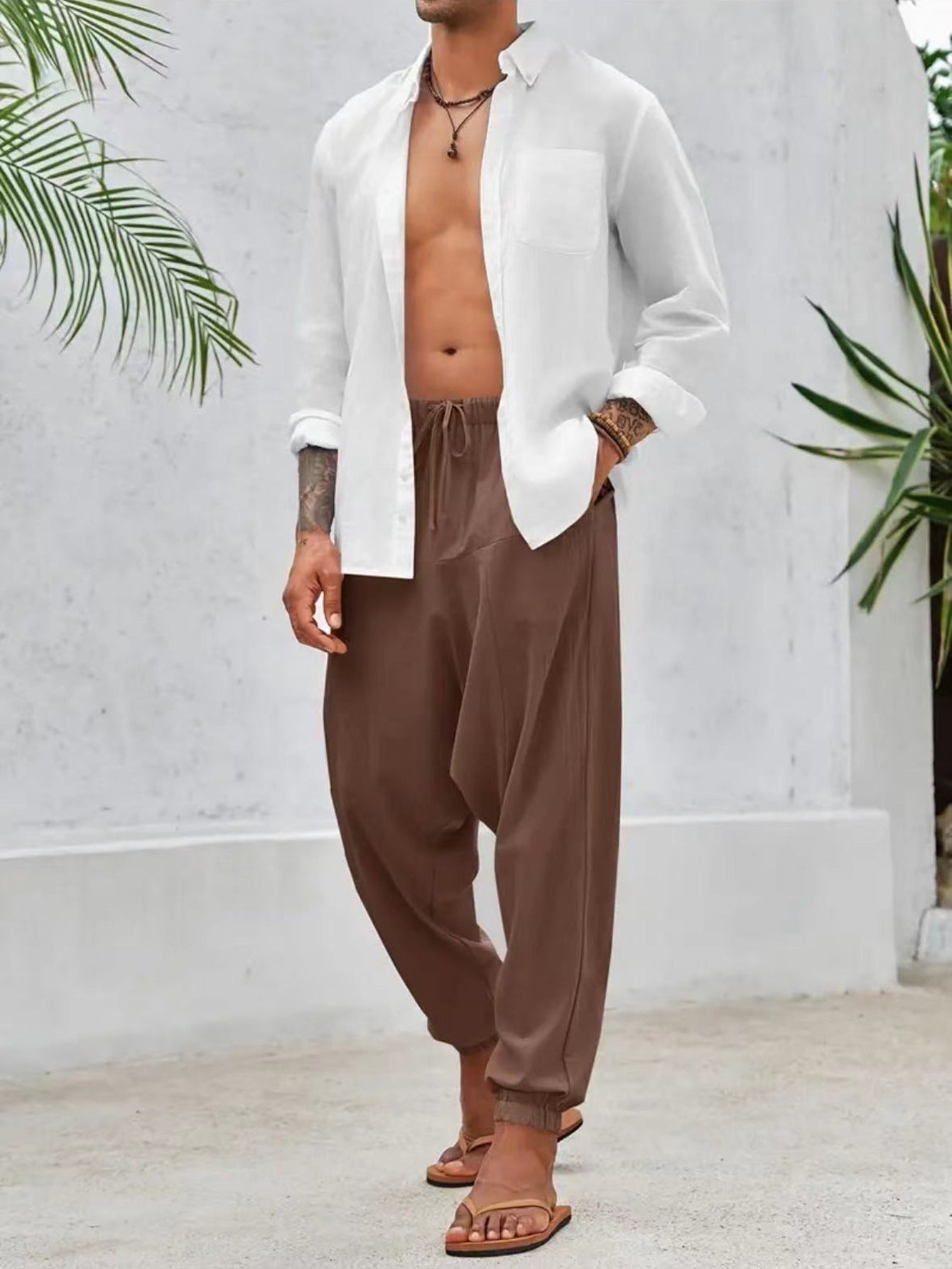Herren Haremshose Elastisch Bequem Mit Taschen