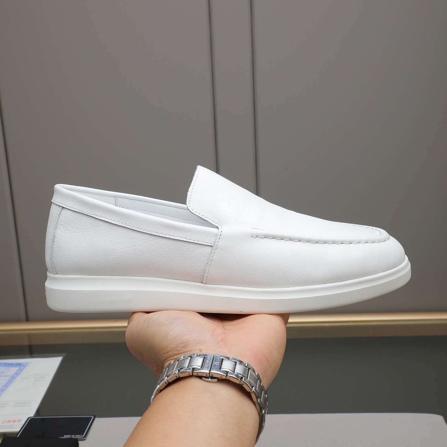 Damen Mokassinschuhe Leder Bequem Rutschfest