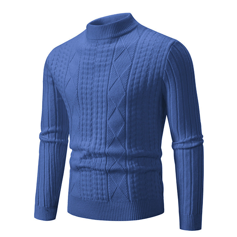 Herren Strickpullover Strukturiert Hochkragen Modern