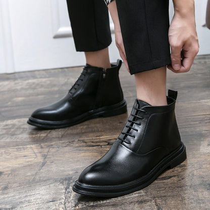 Damen Stiefel Elegant Leder Schnürschuhe Schwarz