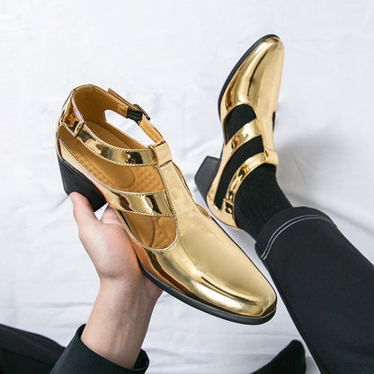 Damen High Heels Metallic Schuhe mit Riemen Elegant