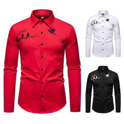 Herren Langarmhemd Vogel Motiv Berlin Style - BerlinGlamour