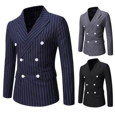 Herren Doppelreiherjacke Elegant Nadelstreifen Modern - BerlinGlamour
