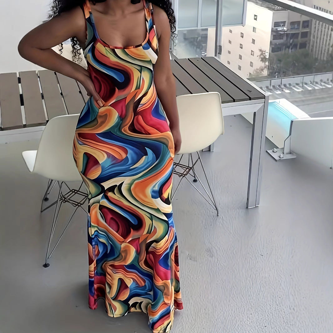 Damen Maxikleid Farbverlauf Figurformend Elegant Lang - BerlinGlamour