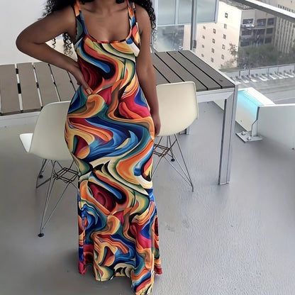 Damen Maxikleid Farbverlauf Figurformend Elegant Lang - BerlinGlamour