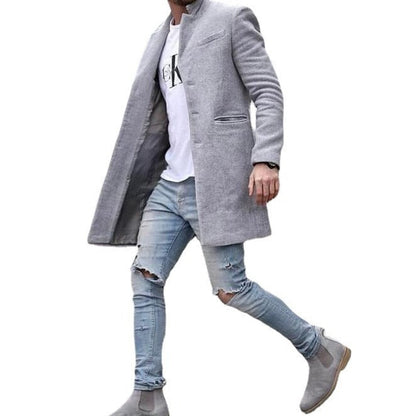 Herren Langmantel Elegant Schwarz Berlin Stil
