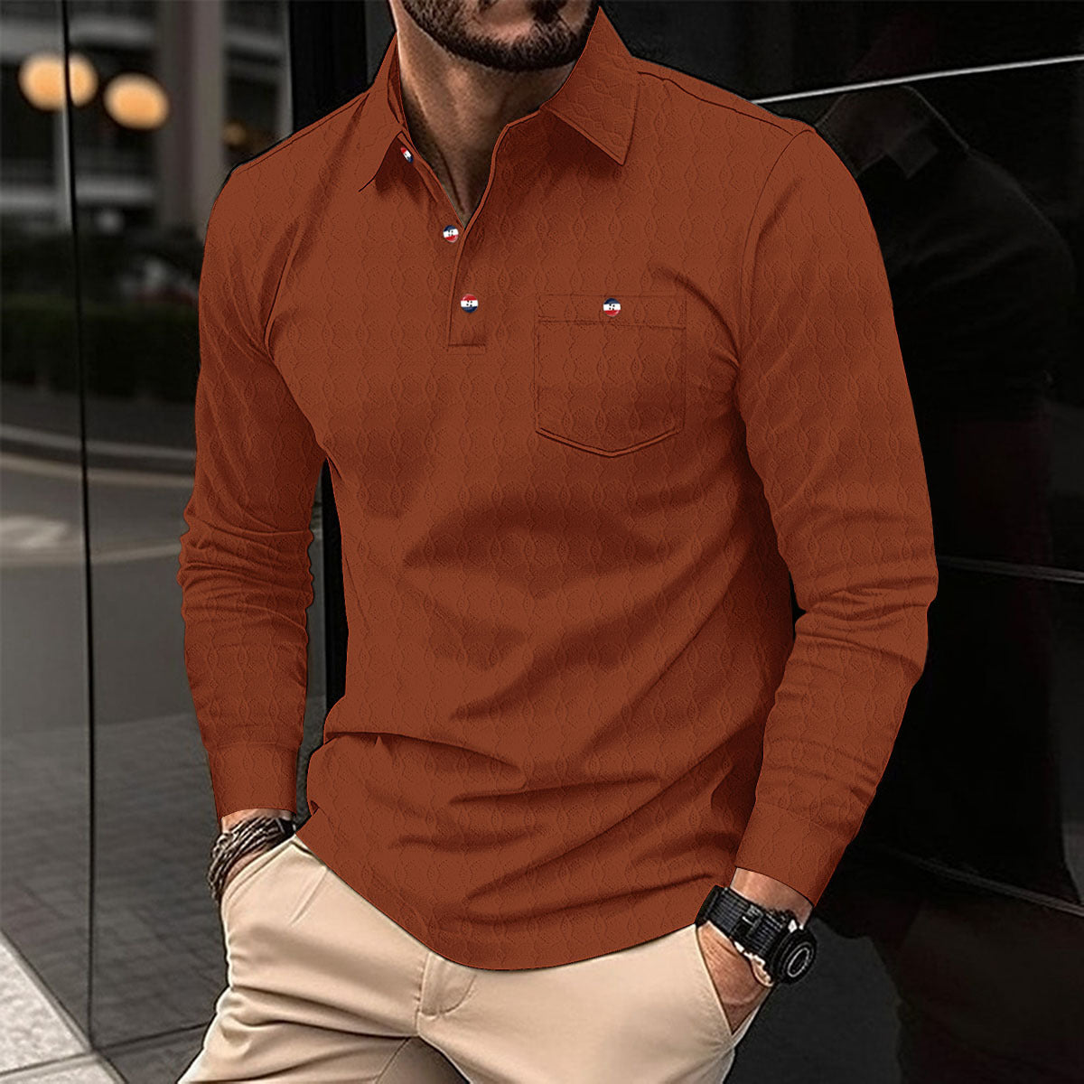 Herren Langarmhemd Elegant mit Struktur Optik Berlin