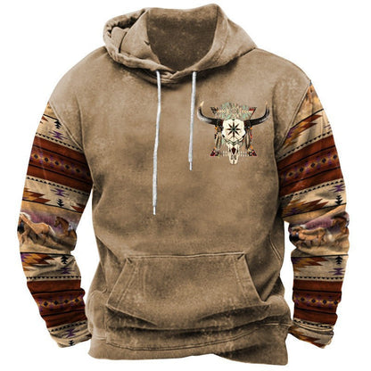 Männer Pullover Kapuze Western Design Cowboy Style