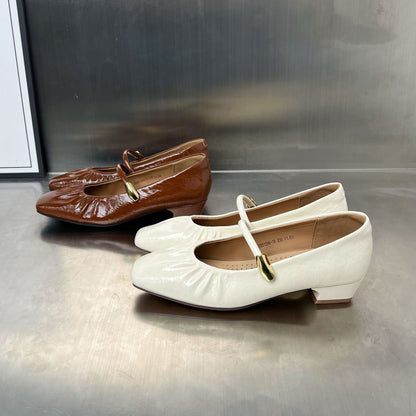 Elegante Damen Ballerinas Schuhe Glanzfinish Metallic