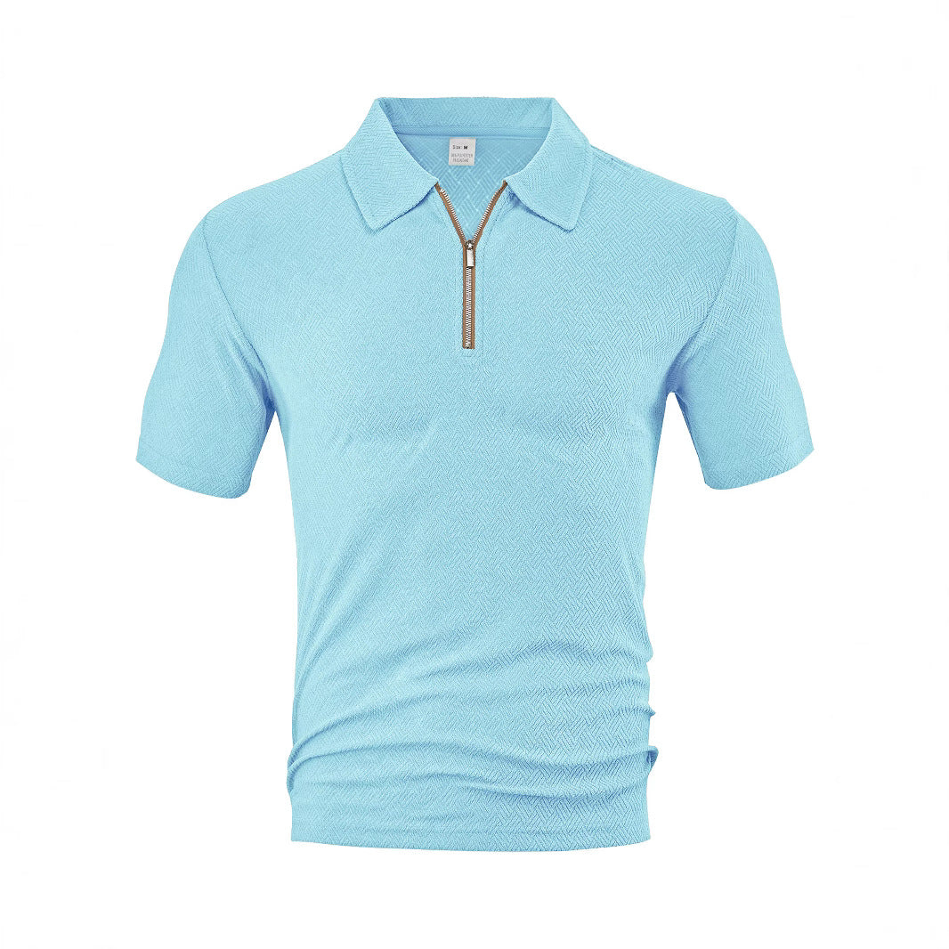 Herren Poloshirt Strukturiert Modern Reißverschluss