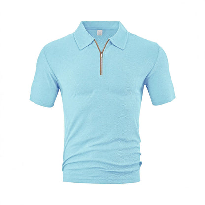 Herren Poloshirt Strukturiert Modern Reißverschluss