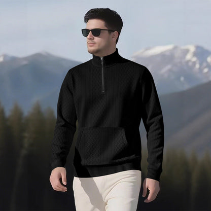 Herren Fleece-Pullover Sportlich Reißverschluss Hochkragen