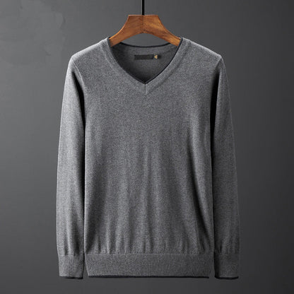 Herren Pullover V-Ausschnitt Mit Kontrastkragen Modern