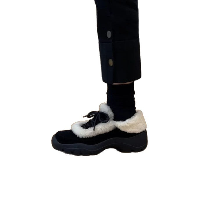 Damen Clogs Weich Flauschig Schnürsystem Komfort