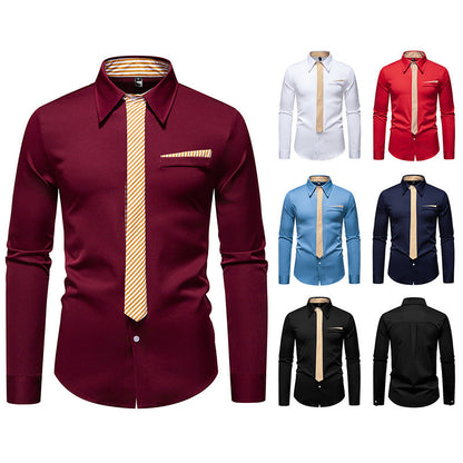 Herren Hemd Langarm Modern Verstellbarer Kragen - BerlinGlamour
