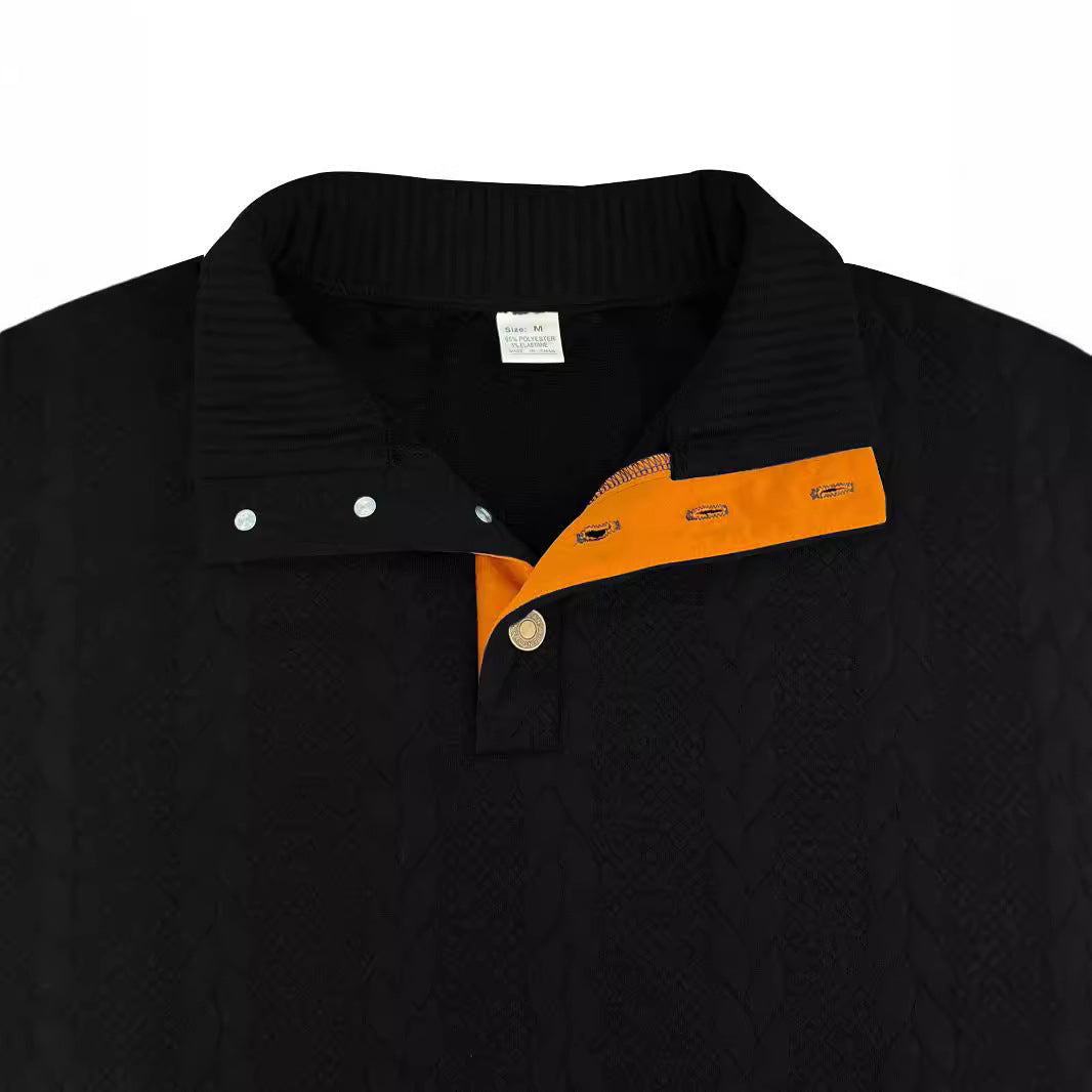 Herren Pullover Strukturiert Leder Akzente Modern