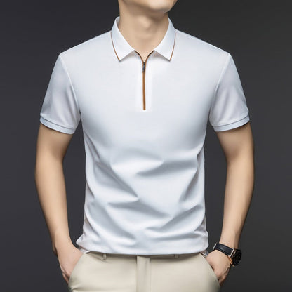 Herren Kurzarmshirt Mit Reißverschluss Modern Style