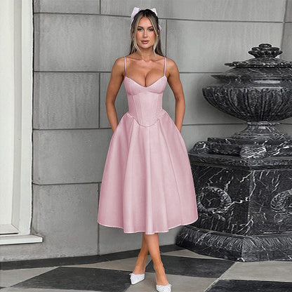 Damen Midi Kleid Figurbetonter Rock Elegant Damenschuhe - BerlinGlamour