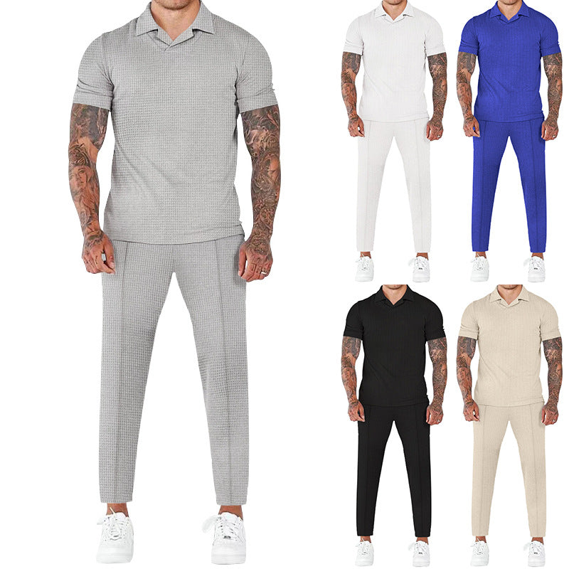 Herren Hemd-Hose-Set Kurzarm Elegant Modern mit Struktur Optik - BerlinGlamour