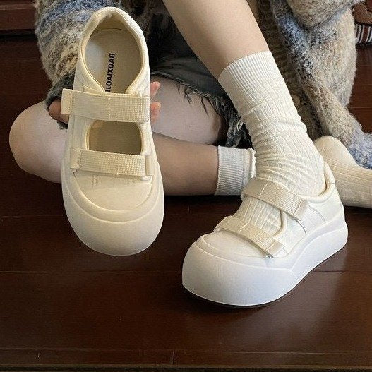 Damen Sneaker Plateau Bequem Klettverschluss Verstellbar