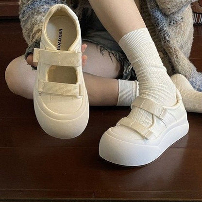 Damen Sneaker Plateau Bequem Klettverschluss Verstellbar
