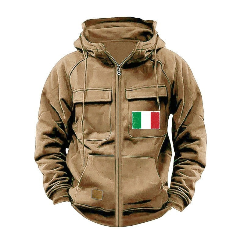 Herren Kapuzenjacke Modern mit Taschen und verstellbarem Kragen