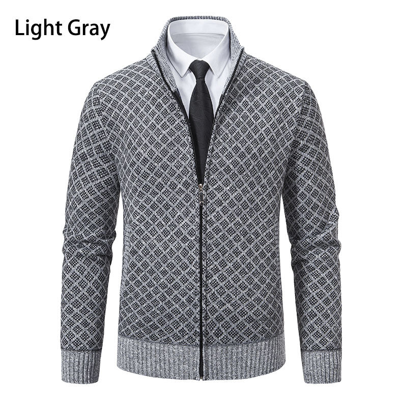 Herren Strickjacke Modern Grafik Design Zipper