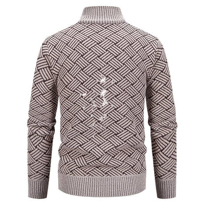 Herren Strickjacke Karomuster Modern Geschnürt